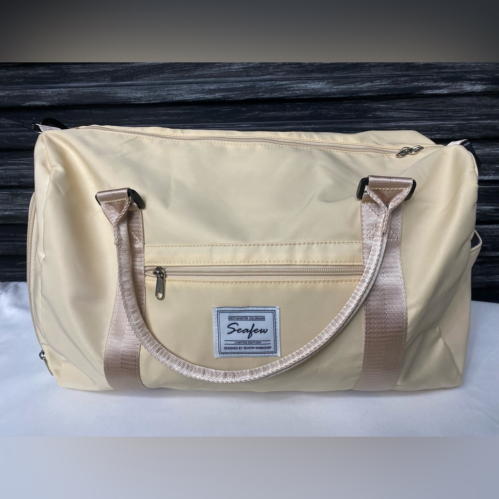 Seafew Beige Duffle Bag Travel Gym Weekender Bag Lightweight - Picture 3 of 8